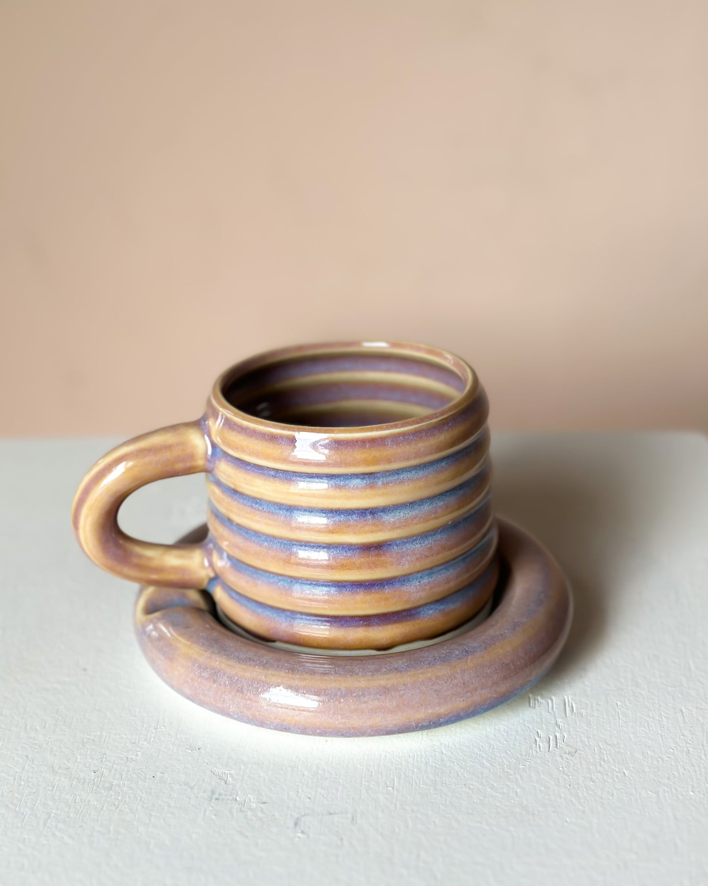 Sunset bubble mug & saucer (2)